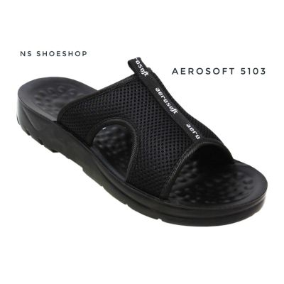 Aerosoft แอโร่ซอฟ 5103 สีดำ 39-46 ลูกค้าใหม่มีส่วนลด มีเก็บเงินปลายทาง มีรองเท้าไซส์ใหญ่