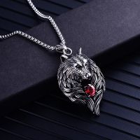 Fashion wolf head personality accessories titanium steel chain mens wolf tooth necklace personality domineering necklace