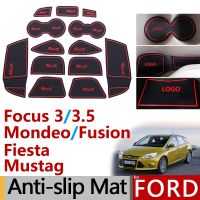 Anti-Slip Rubber Gate Slot Cup Mat for Ford Focus 3 3.5 Mondeo Fusion Mustag Fiesta 2013 2014 2015 2016 2017 2018 Accessories