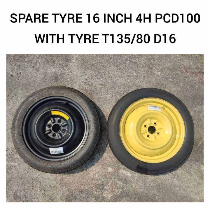 Spare Tyre 16 Inch 4H PCD100 ( T135/80 D16 ) For Wira Saga Vios Yaris City Jazz Fit Myvi Alza
