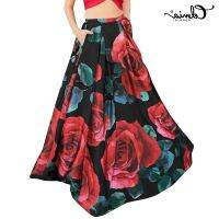 COD ♈﹍۩ vffe899 CELMIA Women Fashion High Waist With Pocket Floral Vintage Big Swing Skirt