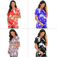 ฤดูร้อนใหม่แฟชั่น Casual Maternity O-Neck พิมพ์เสื้อยืดเสื้อผ้าสตรีตั้งครรภ์เสื้อสำหรับให้นมบุตรหลวมตั้งครรภ์ Clothes