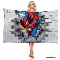 ☾ஐ✓ Marvel Superhero Series Graphic Towel 3D Spiderman Digital Print Rectangular Quick Drying Soft Absorbent Bath Towel