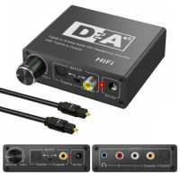 32-192KHz Hifi DAC Amp Digital To og Audio Converter RCA 3.5mm Jack Headphone Amplifier Toslink Optical Coaxial Output DAC