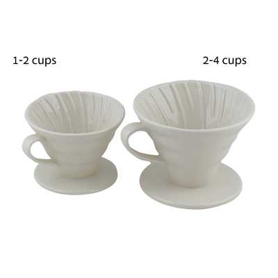 ถ้วยดริปเซรามิค ถ้วยกรองกาแฟ ทรงกรวย 1 รู  Ceramic Coffee Dripper สีขาว