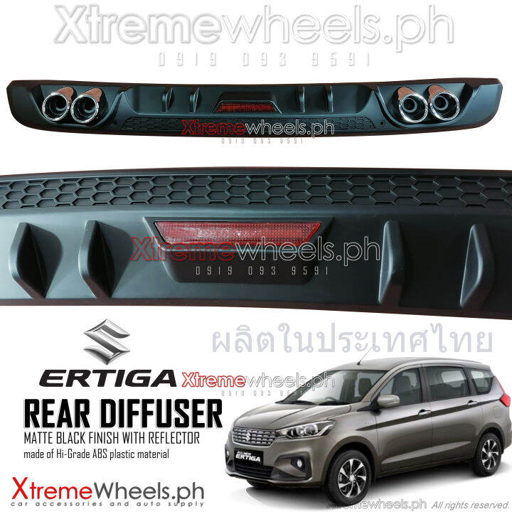 Suzuki Ertiga 20192023 Rear bumper Diffuser Matte Black with Reflector
