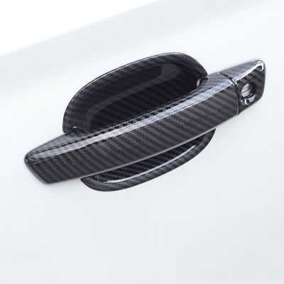 Carbon Fiber Color Car Door Handle Frame Decoration Sticker Trim For A3 8V 2014-18 LHD Exterior Gate Wrist Cover Modified Decals