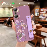 VRQR เคสโทรศัพท์หมีน่ารักพร้อมขายึดสีเดียวกันสำหรับ infinix Hot 20 4G X6826 X6826B X6826C Hot 20S X6827 เคสตัวปกป้องกล้องถ่ายรูปนิ่มซิลิโคนฝาหลัง