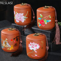 Chinese Style Purple Clay Tea Jar Oolong Containers Portable Sealed Tea Caddy Coffee Canister Travel Tea Bag Storage Box