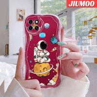 JIUMOO เคสสำหรับ Infinix Smart 6 HD Smart 6 Plus Smart 7เคสการ์ตูน Rocket มนุษย์อวกาศรูปแบบคลื่นเนื้อครีมกันกระแทกแบบใสนิ่มเคสมือถือโปร่งใสลายกล้องถ่ายรูปฝาครอบป้องกันซิลิก้าเจล