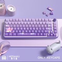 Magic Cat Original Theme Keycaps Purple Cute Cartoon Anime Cherry Profile Keycap For Mechanical Keyboard With 7U And ISO Keys