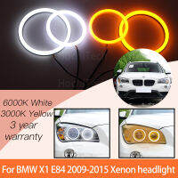 1เซ็ตสีขาวสีเหลืองผ้าฝ้ายแสงแองเจิลตารัศมีแหวนชุดสำหรับ BMW X1 E84 2009 2010 2011 2012 2013 2014 2015ซีนอนไฟหน้า