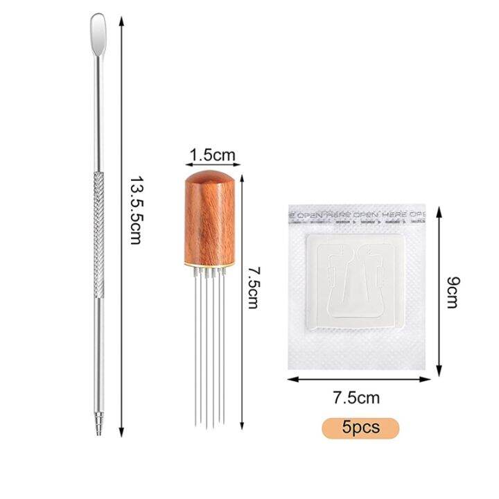 espresso-coffee-stirrer-coffee-needle-distributor-with-5-filter-bags-and-stainless-steel-coffee-pulling-pin