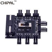 Chipal ตัวแยกสัญญาณ4pin 1ถึง8หลายทาง3pin 12V คูลเลอร์สำหรับคอมพิวเตอร์พีซีเครื่องควบคุมความเร็วสูงต่ำ