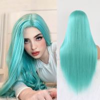 【jw】☌۞ Synthetic Wigs Silk Straight Wig with Middle Part Temperature for Show