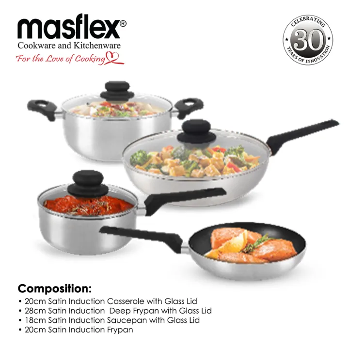 Masflex 7 Piece Limited Edition Satin Cookware Set Made Of Heavy Gauge ...