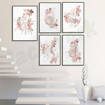 Breast Anatomy Print-ศิลปะเต้านมดอกไม้ที่สวยงามสำหรับ Doula, Midwife หรือ OBGYN Office Decor