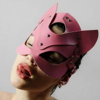 【FCL】♦ Masks Pink Leather Masquerade Anime Half Face Bondage Woman Accessories Gothic Prop