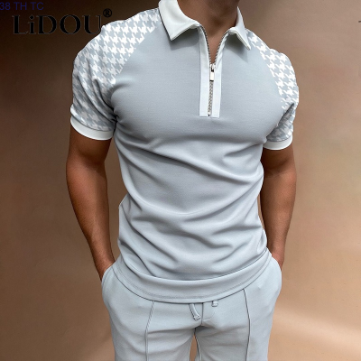 【high quality】  Casual Polo Shirt Zippered Dress Suitable for Fitness Summer Fashion Retro Style Mens 2022