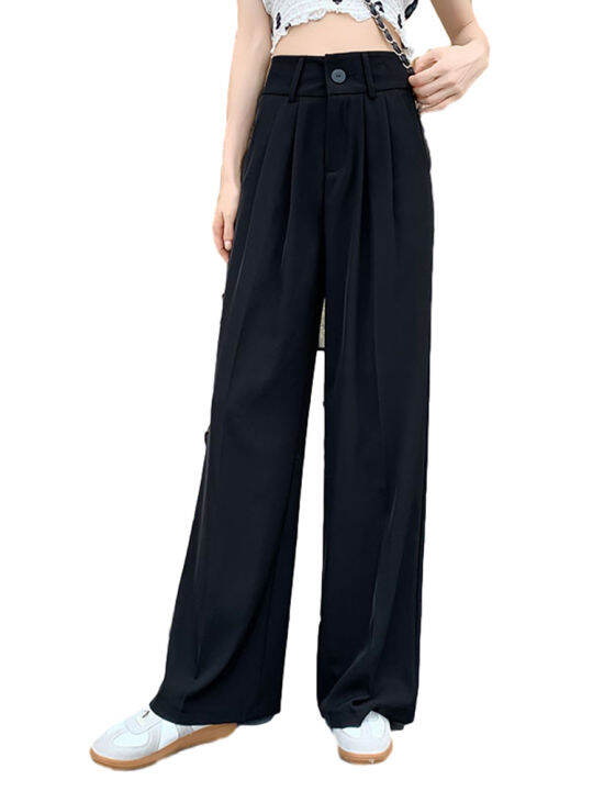 2021-spring-new-korean-style-high-waist-drape-mopping-wide-leg-long-pants-all-match-loose-straight-leg-casual-pants-women