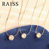 RAISS สร้อยคออัญมณีสีทองสร้อยคอเส้นเดียวหรูหราเรียบง่ายสำหรับผู้หญิง