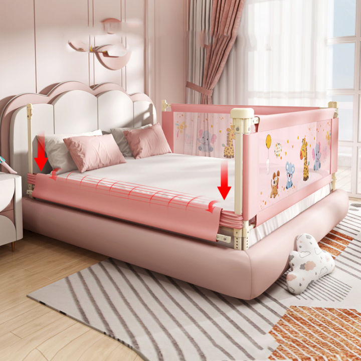 ที่กั้นเตียงเด็ก-แผ่นกั้นเตียง-ป้องกันไรฝุ่น-รูดผ้ากั้นลงได้สะดวกขึ้นลงเตียง