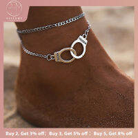 BESFOME Double Layers Foot Chain Handcuffs Anklets สร้อยข้อมือผู้หญิงแฟชั่นชายหาด Accessories