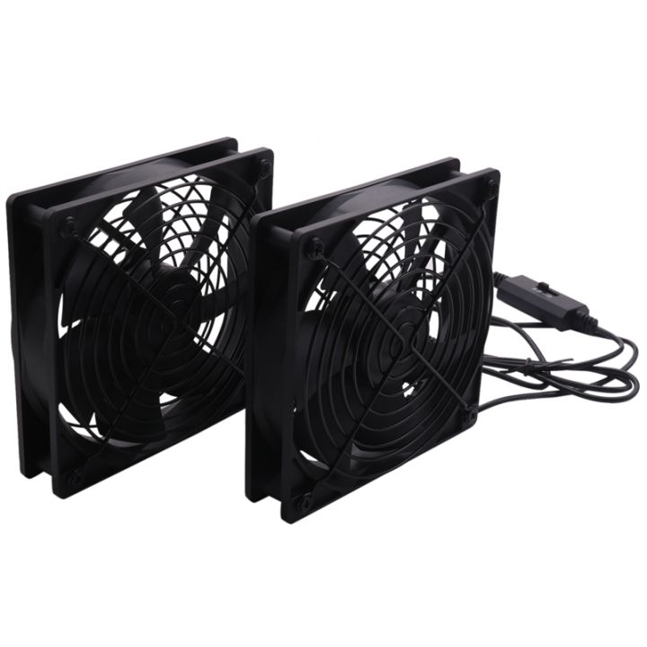 dual-120mm-5v-usb-powered-pc-router-fans-with-speed-controller-high-airflow-cooling-fan-for-router-modem-receiver