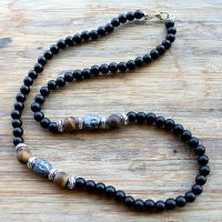 New Design fashion Black Men 39;s Hematite Buddha Bead Necklace Fashion Jewelry