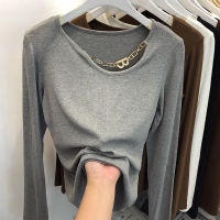 91 Cotton T Shirt Women Elasticity Oversized T-Shirt Woman Clothes Female Tops Long sleeve Womens tube top knit Canale