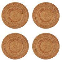 4X Rattan Woven Placemats,Round Table Mats,Non Slip Heat Resistant Place Mat,Wicker Placemat