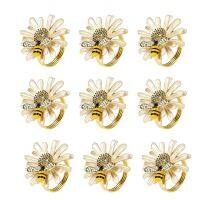 9Pcs Gold Bee Napkin Ring Holders Napkin Rings for Formal or Casual Dinning Table Decor