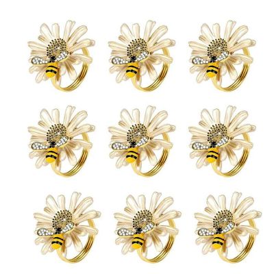 9Pcs Gold Bee Napkin Ring Holders Napkin Rings for Formal or Casual Dinning Table Decor