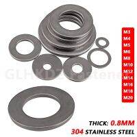 5 100pc Thick 0.8mm Flat Plain Washers Gasket Meson 304 A2 Stainless Steel for M3 M4 M5 M6 M8 M10 M12 M14 M16 M18 M20 Screw Bolt