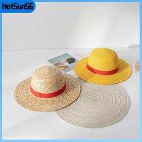 HOTSUN56 31ซม.-35ซม ปานามา ขอบใหญ่ ชายหาด ผู้ชายผู้หญิง Fedora ชิ้นเดียวค่ะ อุปกรณ์ต่อพ่วงอะนิเมะ หมวกกันแดด หมวกฟางลูฟี่