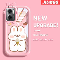 เคส JIUMOO สำหรับ Xiaomi Redmi 10 5G Redmi Note 11E 5G Redmi 11 Prime 5G เคสการ์ตูนไอศครีมกระต่ายลายสีสันสดใสนิ่มสำหรับเลนส์กันกระแทกแบบใสเคสมือถือเรียบง่ายฝาครอบความคิดสร้างสรรค์โปร่งใสป้องกันซิลิโคน