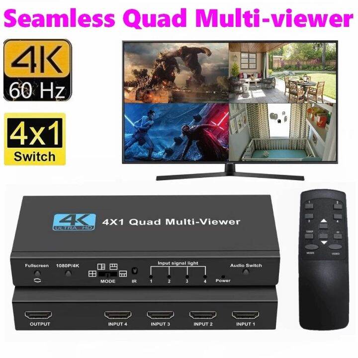 4x1-hdmi-แบบ-multi-viewer-switcher-4k-จอสี่ช่องไร้รอยต่อเครื่องดูหลายมุมมองแบบเรียลไทม์อะแดปเตอร์สวิตช์-hdmi-ออก4-in-1พร้อม-ir