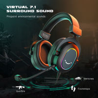 Fifine แบบไดนามิก RGB Gaming Headset พร้อมไมโครโฟนหูฟัง Over-Ear 7.1เสียงรอบทิศทาง PC PS4 PS5 3 EQ ตัวเลือกเกมภาพยนตร์เพลง