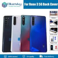 Bluesky Reno3ใหม่ปลอกหุ้มสำหรับ OPPO Reno 3 5G PCHM30 PDCM00 6.4 "เคสด้านหลังซ่อมฝาหลังหลังกระจก + โลโก้