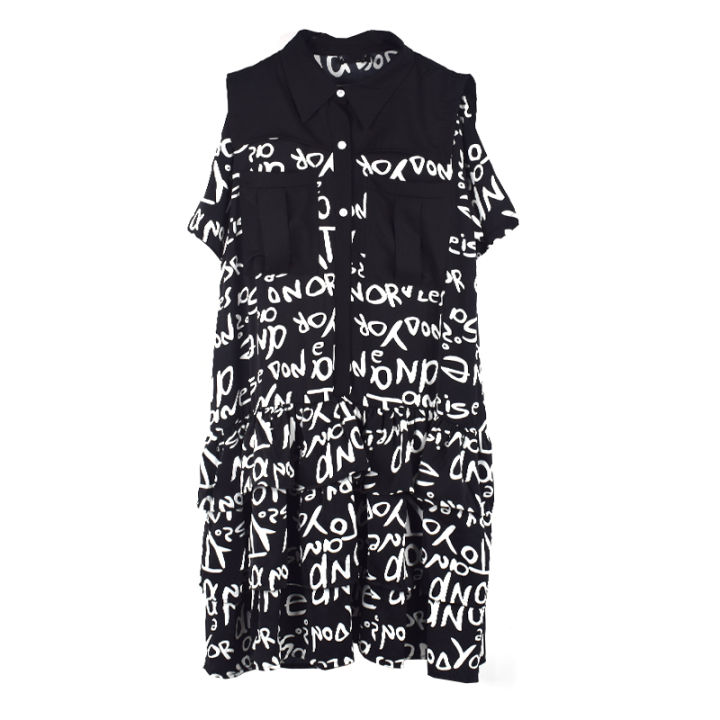xitao-dress-loose-casual-women-letter-print-shirt-dress