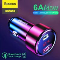 Baseus ที่ชาร์จในรถยนต์ ชาร์จเร็ว Dual USB Type C 45W 6A รับประกันของแท้อย่างเป็นทางการ ag