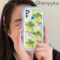 เคส Chenyyka สำหรับ VIVO Y30 Y50 Y30i การ์ตูน3D ดอกไม้กระต่ายน่ารักดีไซน์ใหม่ขอบครีมโปร่งใสลายกล้องถ่ายรูปเคสมือถือกรอบป้องกันที่เรียบง่ายอ่อนโยน