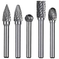 5 Pieces of 1/4 Inch (Approximately 0.6 cm) Handle Diameter, Double Cut Carbide Rotary Burr Set Carving Tool