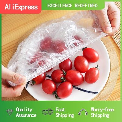 Hot 100/200pcs Disposable Food Cover Plastic Wrap Elastic Food Lids For Fruit Bowls Caps Storage Kitchen Fresh Keeping Saver Bag
