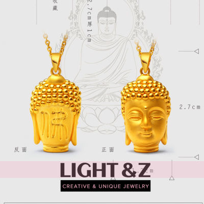 LIGHT &amp; Z ชายและหญิงพระพุทธรูปสร้อยคอ3D ทองพระพุทธรูปจี้ทองเครื่องประดับทรายสร้อยคอทอง (แขวน + โซ่)