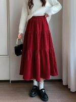 SURMIITRO Casual Solid Mid-length Skirt Women 2023 Autumn Winter Vintage Elegant A Line High Waist Midi Long Skirt Female Lady