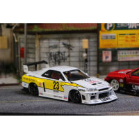 Street Weapon SW 1:64 LBWK GTR ER34 Super Silhouette Hood เปิดสีเหลือง Lightning Alloy Diorama Car Model Carros ในสต็อก