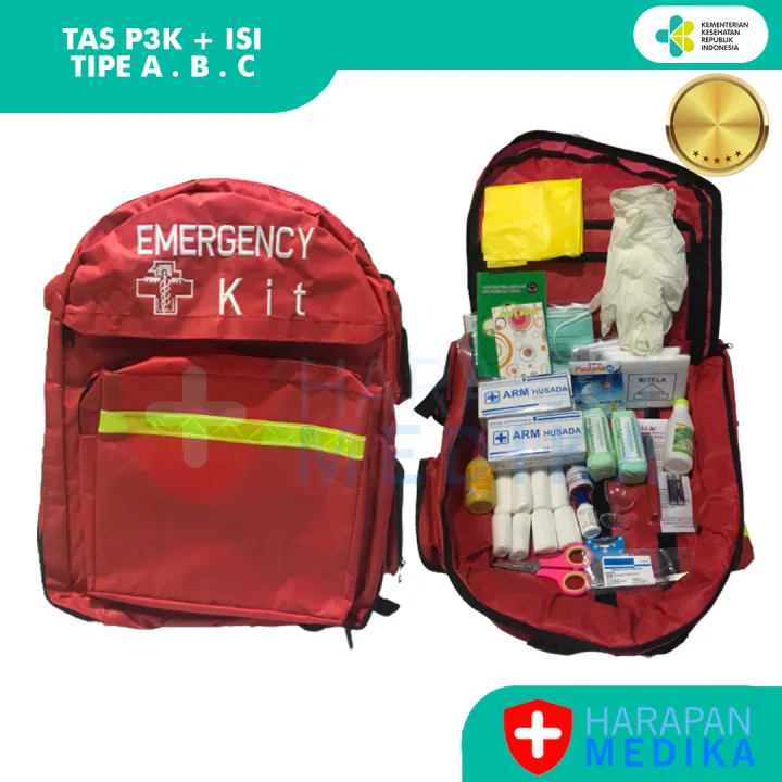 Tas Ransel P3K Isi Type A B C /Tas P3K Emergency Kit Ransel + Isi Obat ...