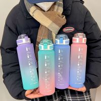 【CW】 1000ml Motivational Bottle Gym Cup Large Capacity Outdoor Sport Drinking Kettle Tumbler Leakproof Mug