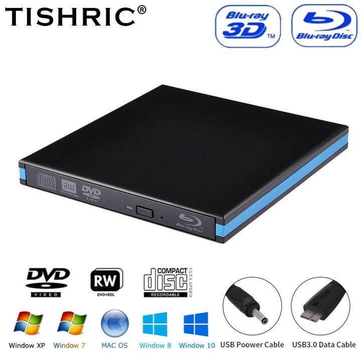 TISHRIC BluRay Burner Player USB 3.0 CD DVD External Bluray Drive